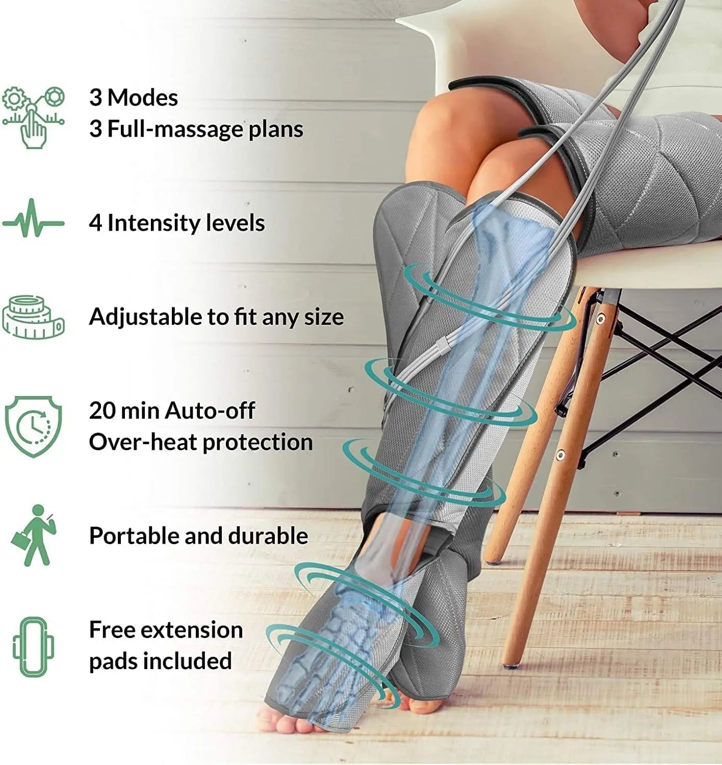 Leg Massager for Circulation - Foot and Calf Massager, Air Compression Leg Wraps Massage Boots Machine for Home Use Leg Massage