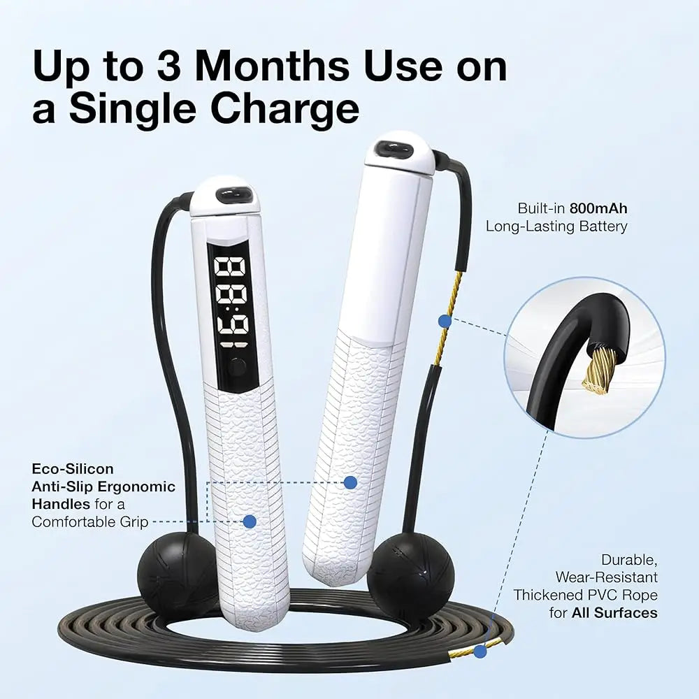 Cordless Gravity Jump Rope, Smart Jump Rope with Counter for Gym, Fat Burning & Calorie Burn, APP Data Analysis, Home Workout