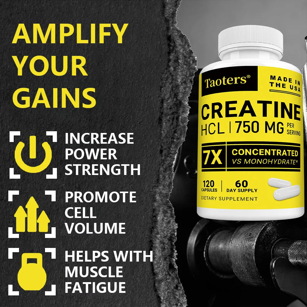 HCL Creatine Supplement, Enhances Focus, Strength, and Endurance, Suitable for Both Men and Women, Gluten-free, Non-GMO