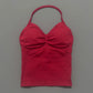 Gym Halter Top Woman Longline Strappy tank Padded Yoga Clothing Removable Cups Yoga Tank Tops Fitness Workout Running Activewear