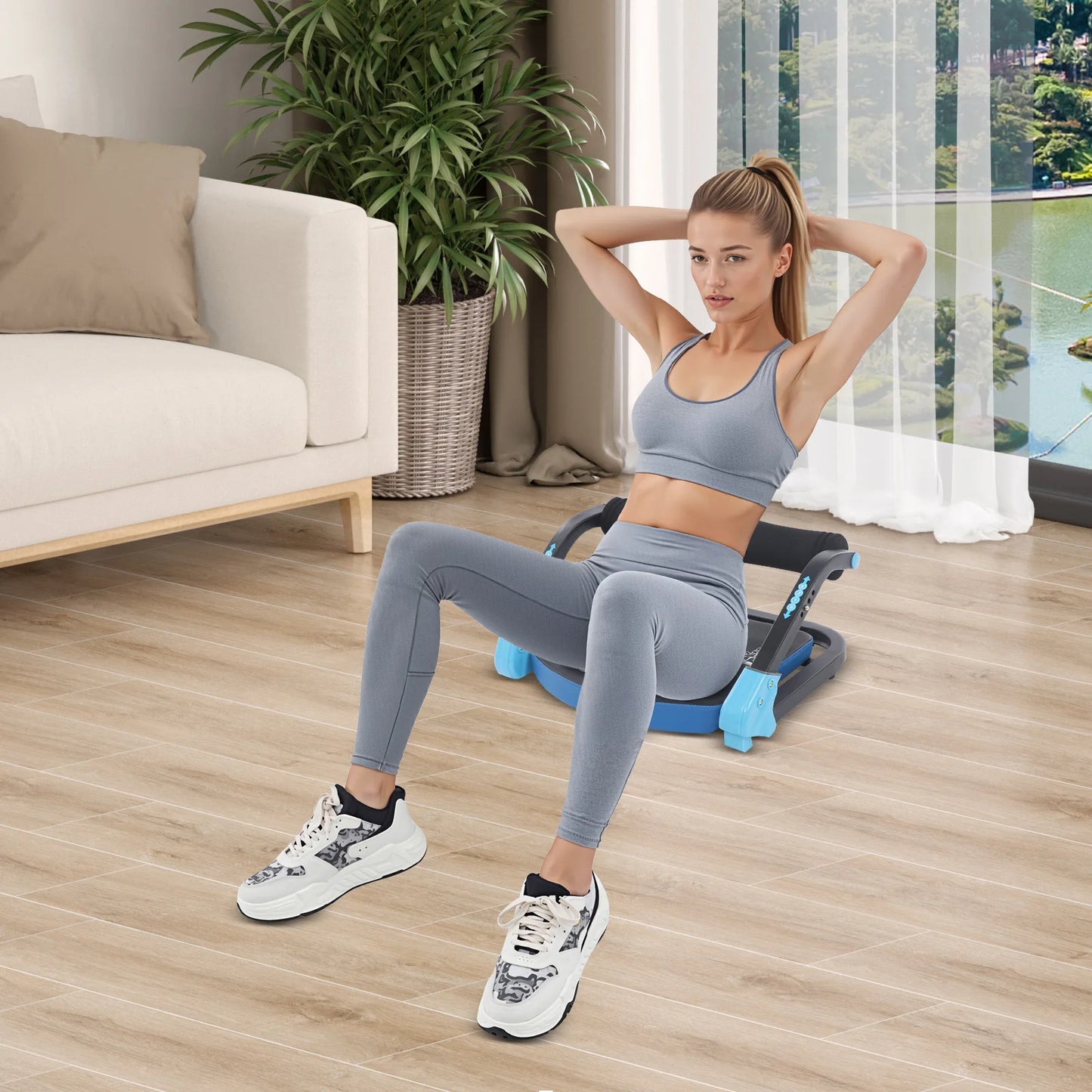 Mini Abdominal Exerciser for Home Gym, Ab Roller with Thick Padding Supports 264.55 lbs Compact Portable Design for Core Workout