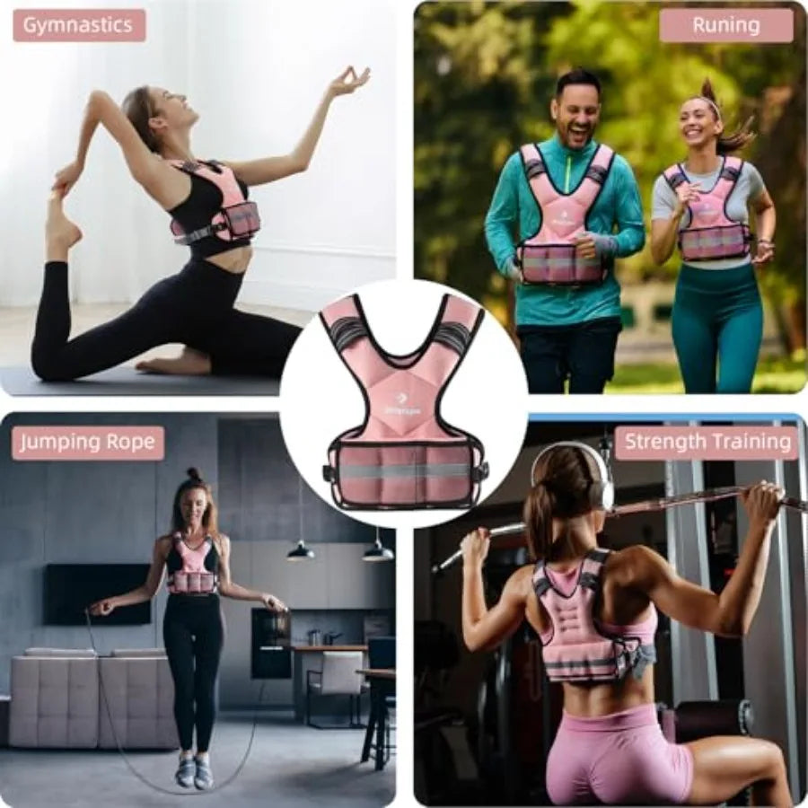 Adjustable Weighted Vest for Men and Women 4-10lb 11-20lb 20-32lb with 6 Ironsand Weights Adjustable Body Weight Vest Exercise