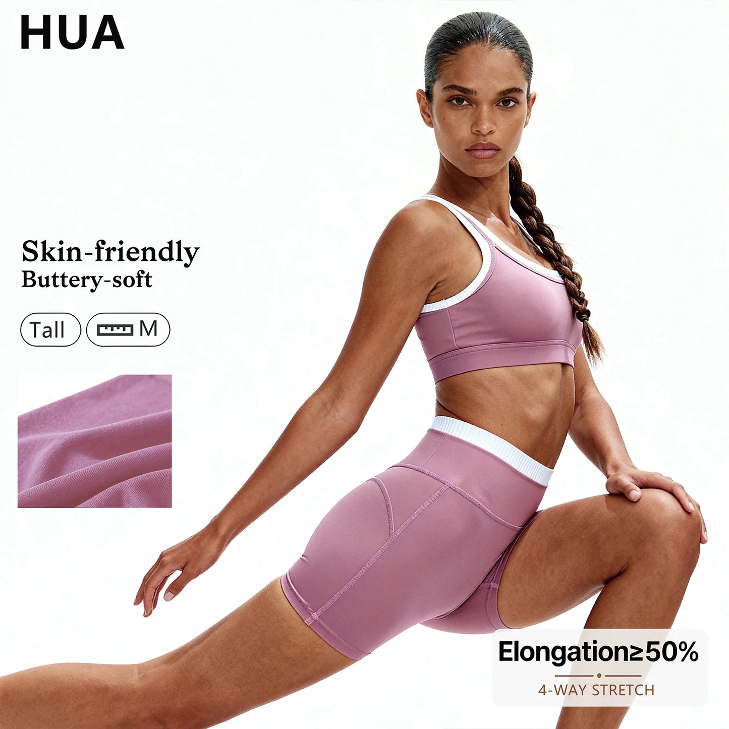 Women's Yoga Running Gym Shorts High Waist Color Block Ribbed Naked Feel Moisture Wicking Quick Dry Tight Workout Shorts