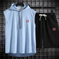 Summer New Men's Sleeveless Hooded T-shirt+shorts pants Sports two-piece set gym  Fashion  Casual Men Women Sports Two Piece Set