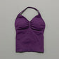Gym Halter Top Woman Longline Strappy tank Padded Yoga Clothing Removable Cups Yoga Tank Tops Fitness Workout Running Activewear