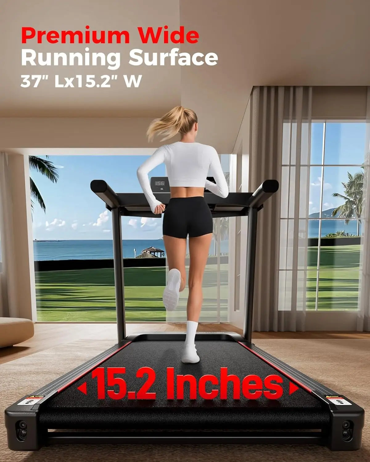 Foldable Treadmill with Incline, 3.0HP Quiet Walking Pad, 300LBS Capacity, Portable for Home Office Running Jogging
