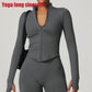 Zipper Jacket Women Crop Tops Yoga T-shirts Solid Sports Top Long Sleeve Running Shirts Sexy Quick Dry Fitness Gym Sport Wear