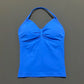 Gym Halter Top Woman Longline Strappy tank Padded Yoga Clothing Removable Cups Yoga Tank Tops Fitness Workout Running Activewear