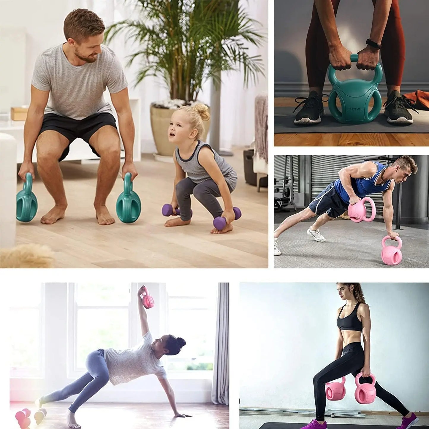 3-Handle Kettlebell Weights for Women: 5-20 LB Options, Ideal for Russian Twists, Weightlifting & Core Fitness at Home