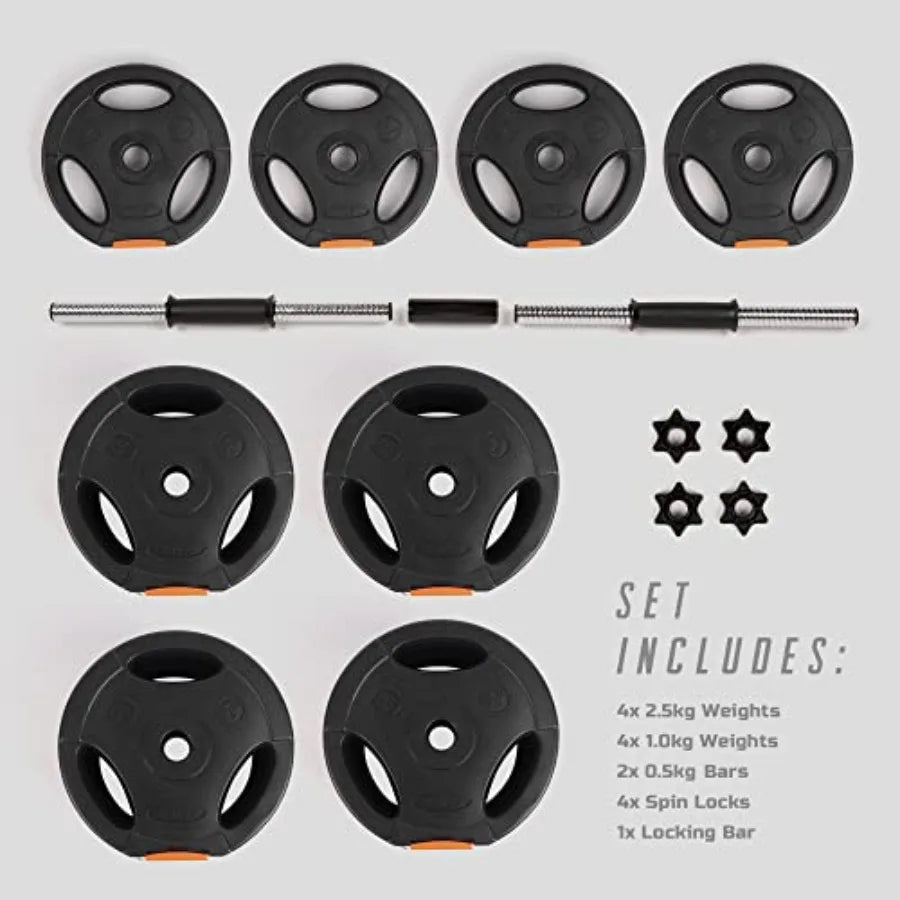 Fitness Adjustable Dumbbells Set 2 in 1 Barbell for Home Gym Steel Black Durable Lightweight Design for Muscle and Stre