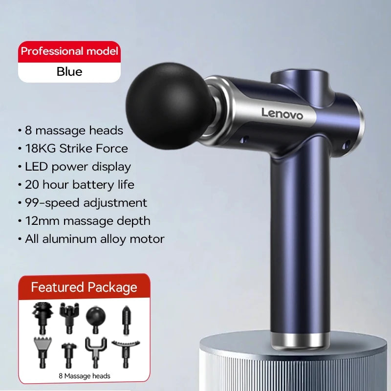 Lenovo Powerful Wireless Massager Gun 8 Massage HeadsRechargeable Shoulder Back Neck Waist Leg Electric Fascia Gun