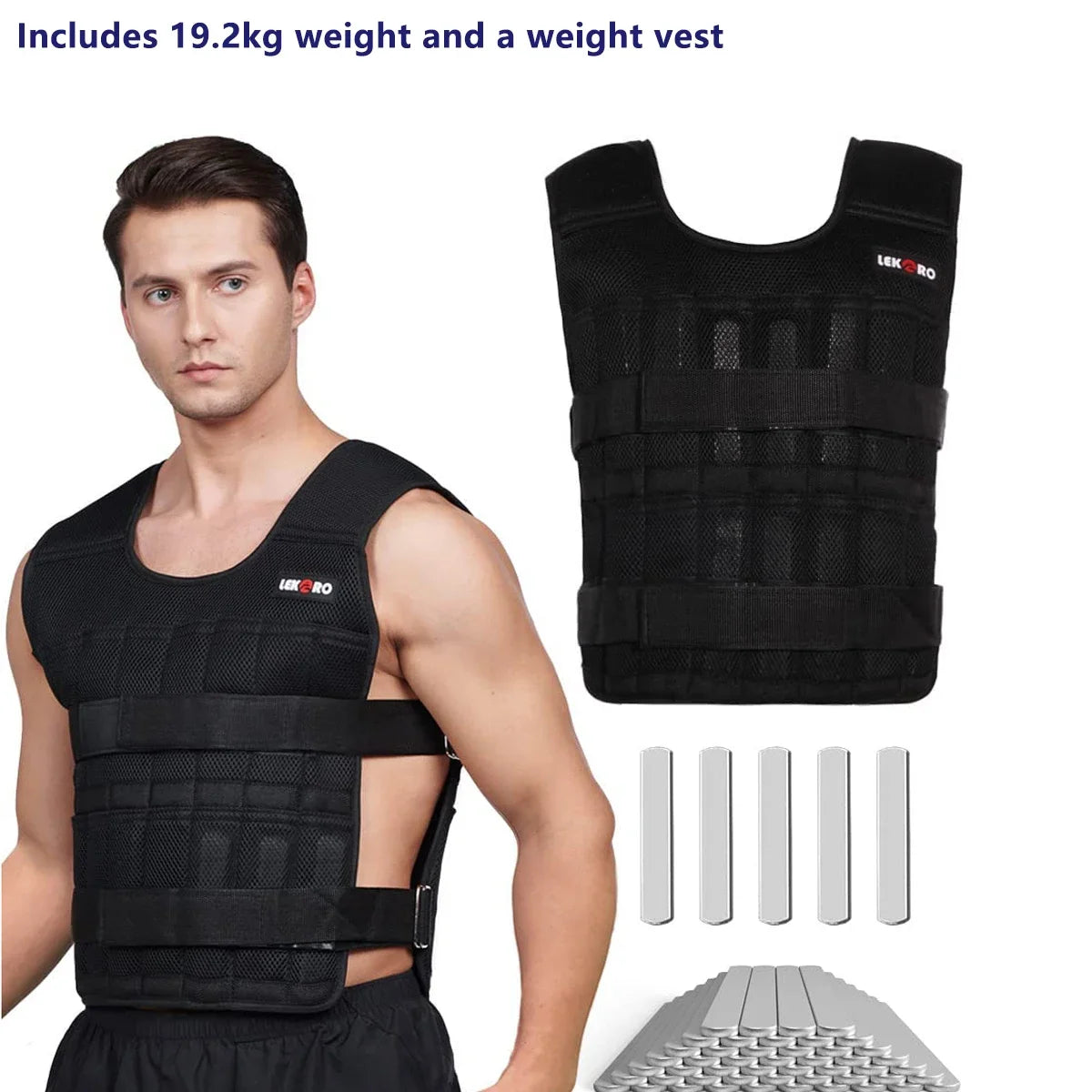 Lekaro Weight-Bearing Vest Adjustable Weight 20kg Weight-Containing Running Fitness Weight-Bearing Training Fitness Equipment