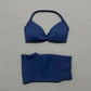 2 Piece Sports Gym Set Strappy Bra Yoga Underwear Short Sport Leggings Bicycle Running Sportswear Woman Seamless Yoga Set
