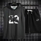 Summer New Men's Sleeveless Hooded T-shirt+shorts pants Sports two-piece set gym  Fashion  Casual Men Women Sports Two Piece Set