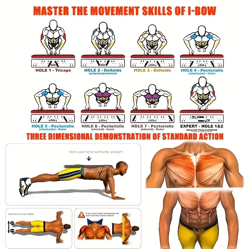 Portable Multifunctional Push-Up Board Set with Handles Foldable Fitness Equipment for Chest Abdomen Arms and Back Training