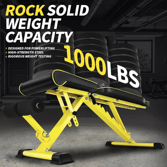 Adjustable Weight Bench,1000 LB Fast Folding Workout Bench for Home Gym Strength Training, Incline Decline Flat Utility Bench Pr