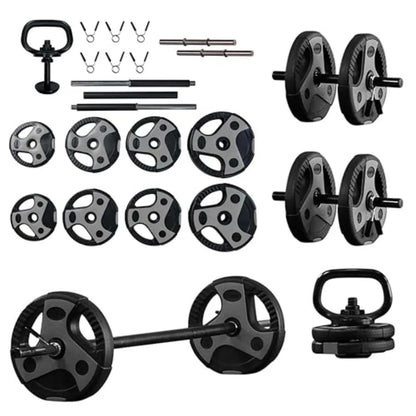 Adjustable Weight Set for Home Gym - Durable Steel Barbell Curl Bar with Multiple Use Options - Gray and Black Finish - Customi