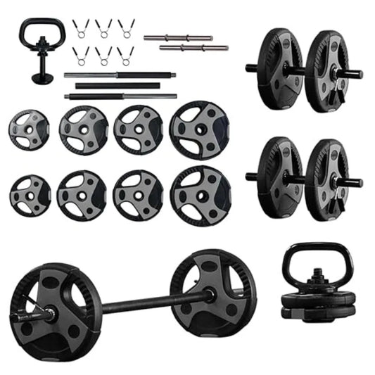 Adjustable Weight Set for Home Gym - Durable Steel Barbell Curl Bar with Multiple Use Options - Gray and Black Finish - Customi