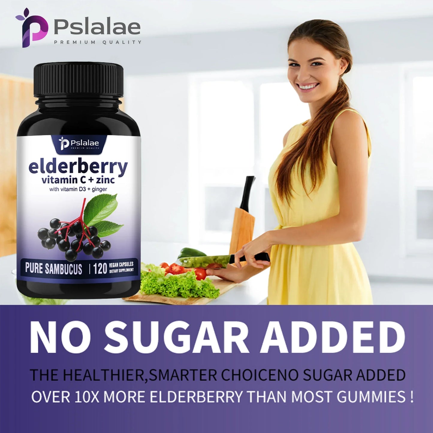 Elderberry, Vitamin C + Zinc - Supports The Immune System, Antioxidant Properties, Promotes Energy Production - 120 Capsules