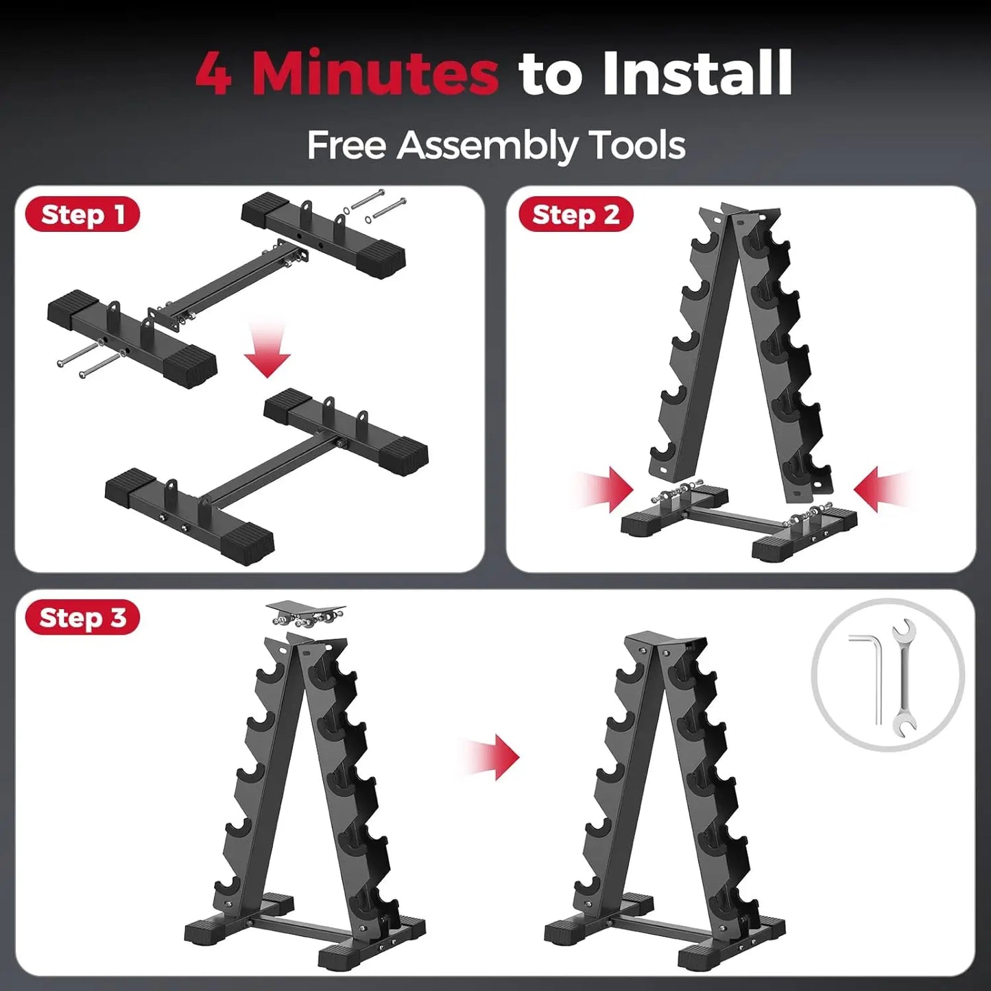 Dumbbell Rack Stand Only, Weight Rack for Dumbbells, Compact A-Frame Space Saver for Home Gym, 5-Tier Dumbbell Storage Rack, Hea