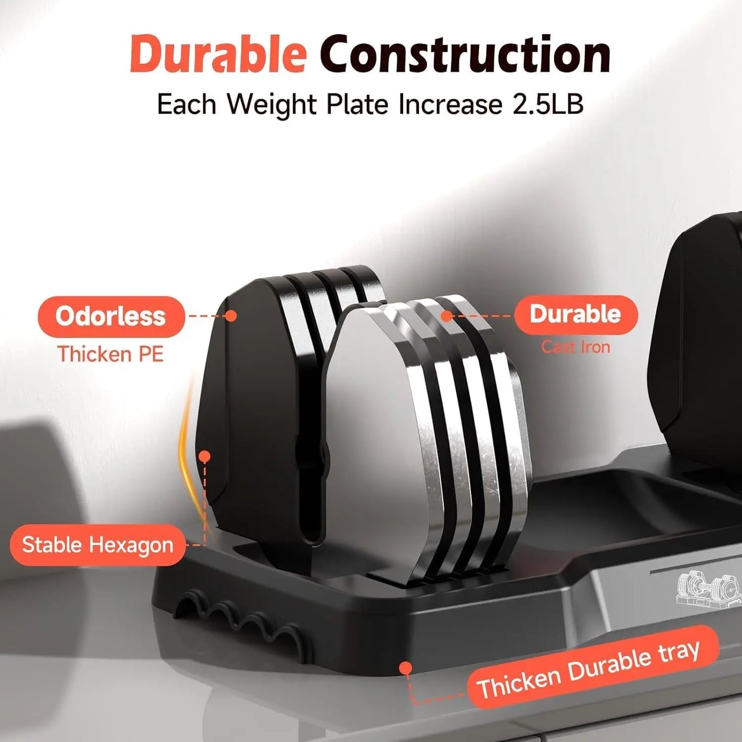 FEIERDUN Adjustable Dumbbells Set, 5LB to 25LB Dumbbell Pair,Home Gym 50lbs, Anti-Slip Handle for Exercise Equipment