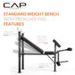 Standard Weight Bench with Preacher Pad Adjustable Bench Press Station with 4 Backrest Positions Leg Developer Steel Frame