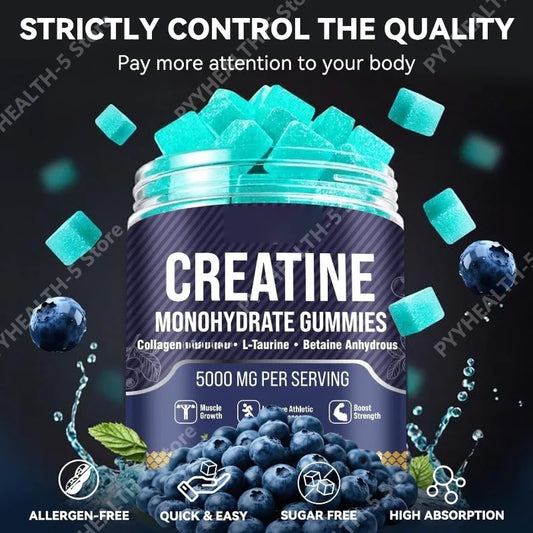 Creatine Monohydrate Gummies Complex for Men Women, Creatine Monohydrate Supplement for Muscle Growth, Strength & Energy Support