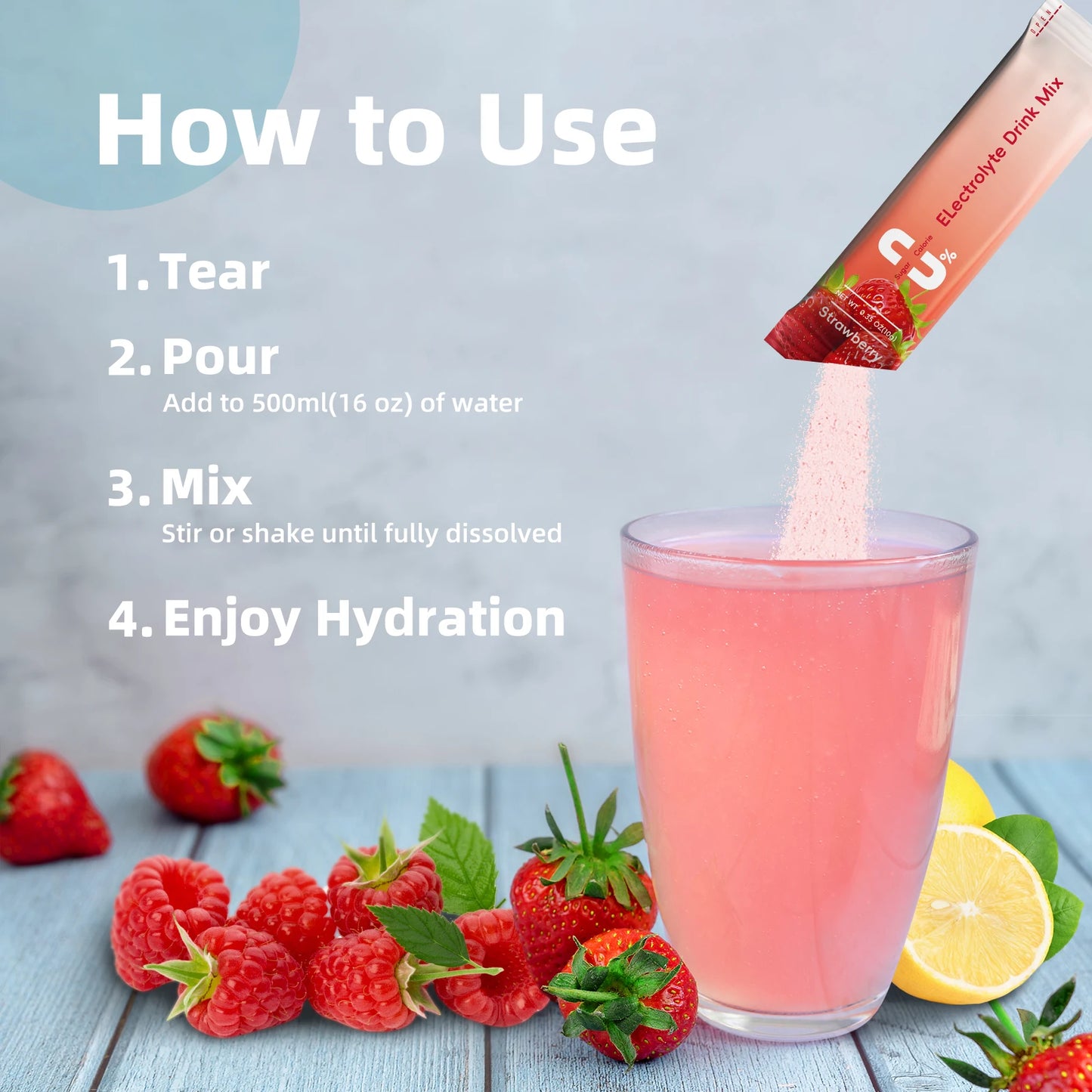 Electrolyte Powder Sugar Free & 0 Calories Mixture Electrolyte Drinks Quickly Hydrate Provide Endurance & Energy Support Non GMO