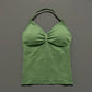 Gym Halter Top Woman Longline Strappy tank Padded Yoga Clothing Removable Cups Yoga Tank Tops Fitness Workout Running Activewear