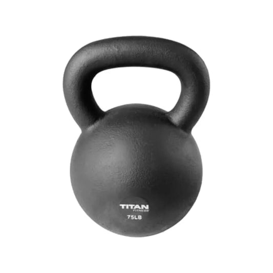 75 LB Cast Iron Kettlebell Single Piece Casting with LB Markings for Full Body Workout Durable Steel Finish