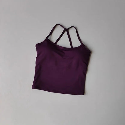 Women's Cross Back Push-Up Yoga Sports Bra Comfortable Gym Tank Top Workout Fitness Vest 'Naked Feeling' Gym Bra Fitness Wear