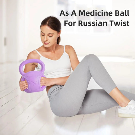 3-Handle Kettlebell Weights for Women: 5-20 LB Options, Ideal for Russian Twists, Weightlifting & Core Fitness at Home