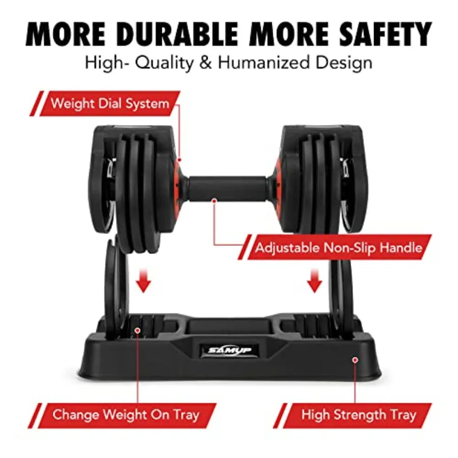 25/55 lbs Pair Adjustable Dumbbells Set with Anti-Slip Metal Handle for Exercise Fitness Fast Adjust Weight for Full Body Worko