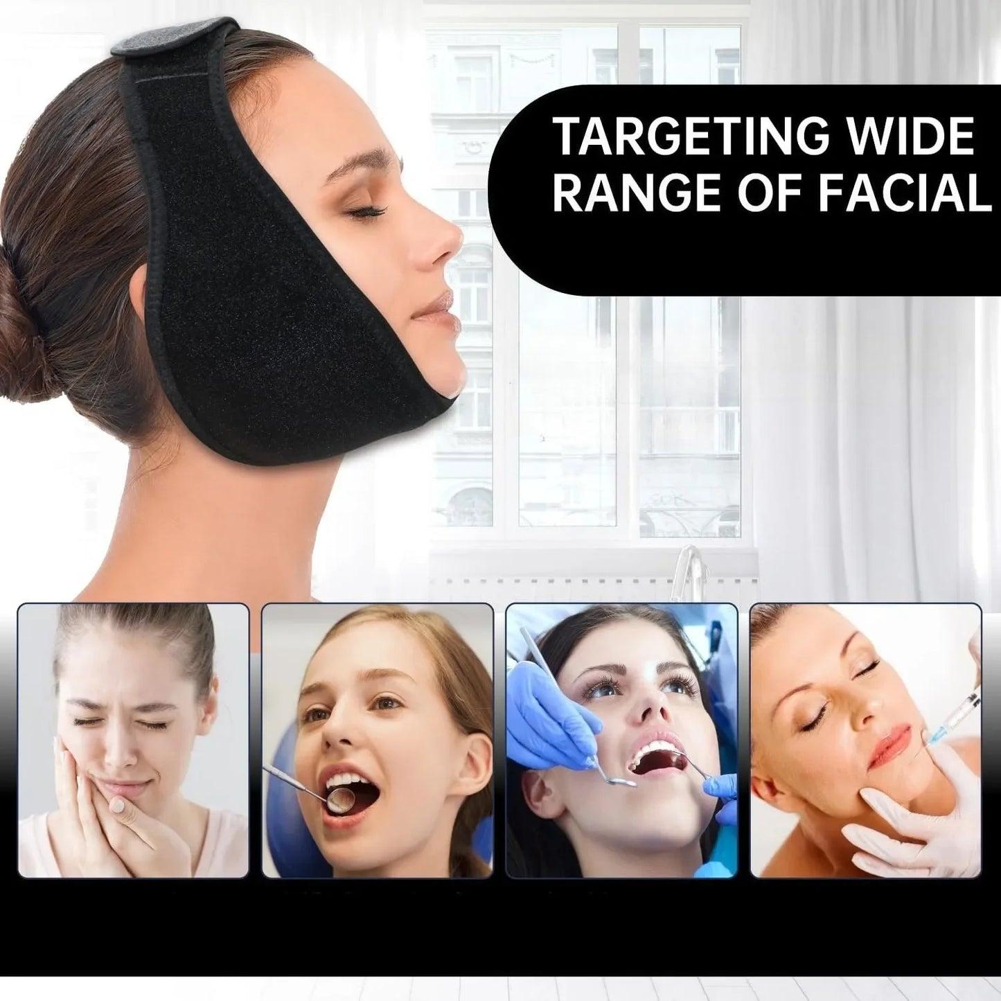 Wisdom Teeth Ice Pack Head Wrap for Pain Relief  Cold Hot Therapy for Face Jaw & Oral Surgery with 4 Gel Packs, Tooth Extraction