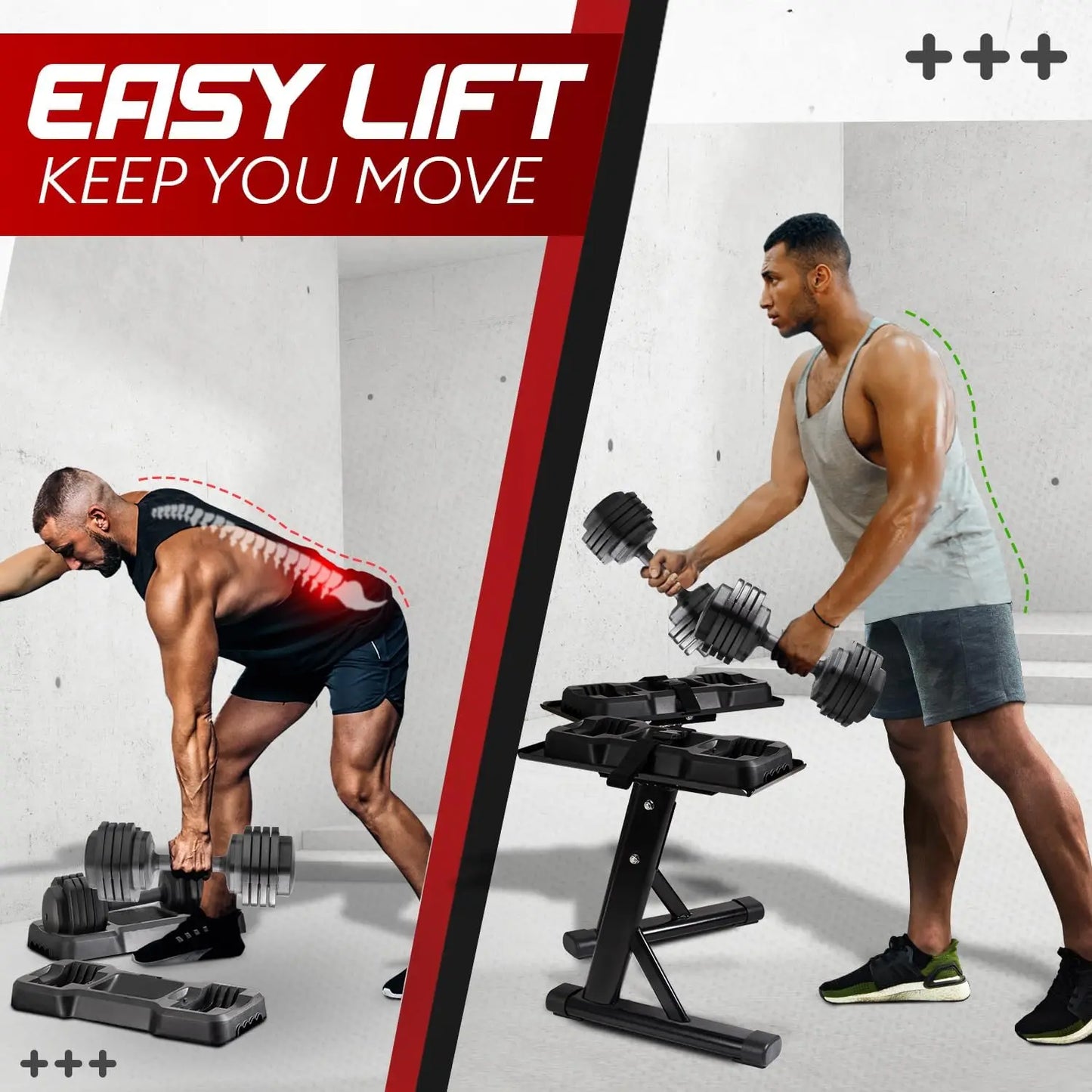 Adjustable Dumbbell Stand with 160lb Capacity, Spotter Rack & Strap for Easy Storage and Safety