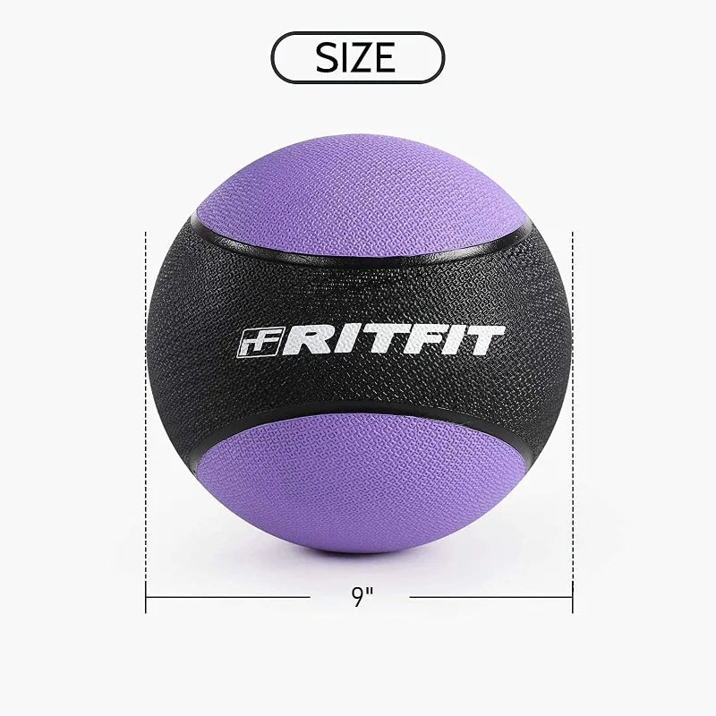 RitFit Weighted Medicine Ball,Non-Slip Rubber Shell & Dual Texture Grip,Workout Exercise Ball for Core Strength,Balance Training