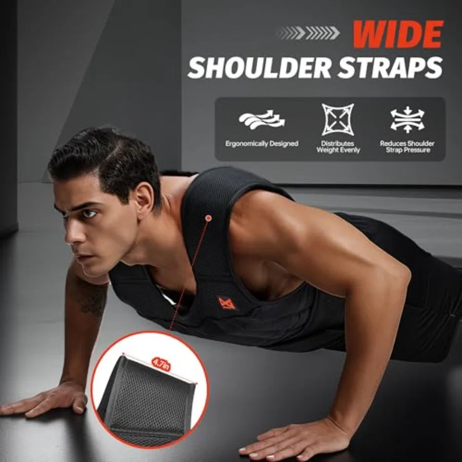 44lbs Adjustable Weighted Vest Set with Steel Plates - 5-Piece Body Weight Training Kit Includes Wrist Ankle Weights - Ergonomi