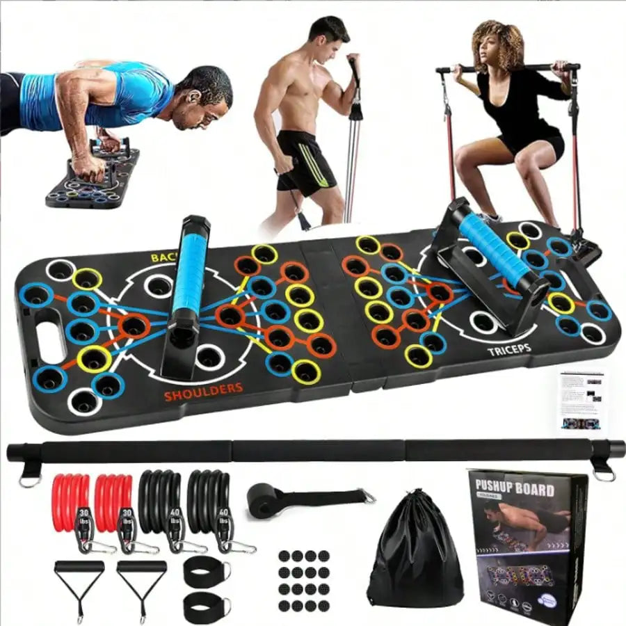 Foldable 54-in-1 Push Up Board – Portable Home Gym System with Adjustable Bars for Strength Training