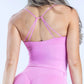 Vision Twist Front Longline Top Gym Tank Top Women Padded Yoga Vest Backless Workout Fitness Camisole Sexy Running Sports Tops