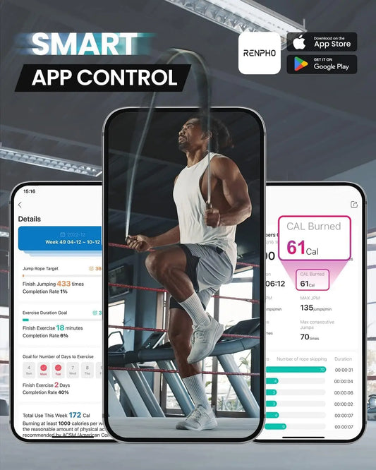Smart Jump Rope with App Tracking, Tangle-Free Design for Men & Women, Adjustable for Crossfit & Gym