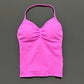 Gym Halter Top Woman Longline Strappy tank Padded Yoga Clothing Removable Cups Yoga Tank Tops Fitness Workout Running Activewear