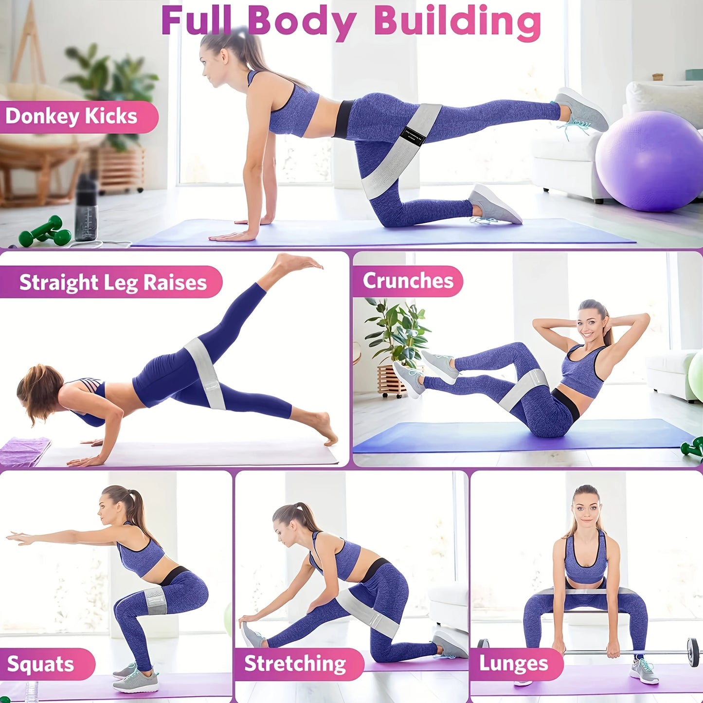Fabric Resistance Hip Booty Bands Glute Thigh Elastic Workout Squat Circle Stretch Fitness Strips Loops Yoga Gym Equipment