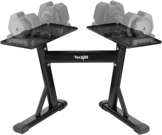 Adjustable Dumbbell Stand with 160lb Capacity, Spotter Rack & Strap for Easy Storage and Safety