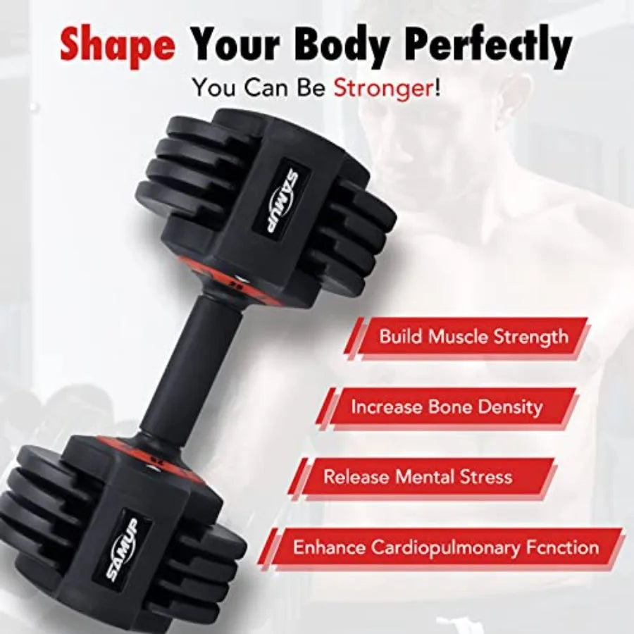 25/55 lbs Pair Adjustable Dumbbells Set with Anti-Slip Metal Handle for Exercise Fitness Fast Adjust Weight for Full Body Worko