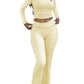 Women's Yoga Two-Piece Set Long-Sleeve Wide-Leg Activewear Set Casual Home Yoga Set Coordinated Set
