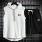 Summer New Men's Sleeveless Hooded T-shirt+shorts pants Sports two-piece set gym  Fashion  Casual Men Women Sports Two Piece Set