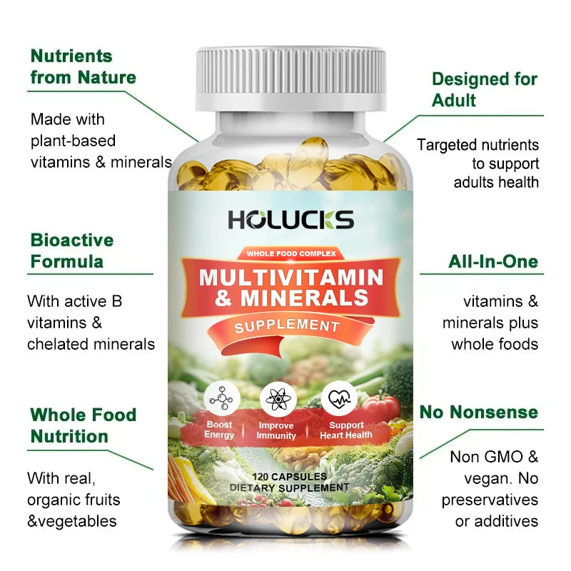 Multivitamin Mineral Supplement for Men & Women, Heart Health, Immune Support, Anti-Aging & Daily Energy