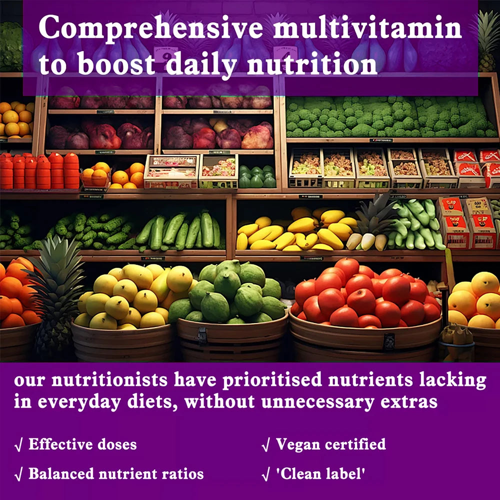 Multivitamin Capsules - 26 Essential Active Vitamins & Minerals - Repairs Skin,Promotes Liver Health,Boosts Energy