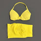 2 Piece Sports Gym Set Strappy Bra Yoga Underwear Short Sport Leggings Bicycle Running Sportswear Woman Seamless Yoga Set