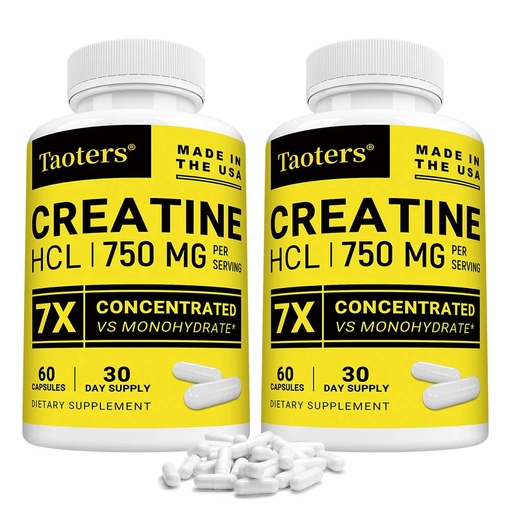 Creatine HCl Capsules-750 Mg,Muscle,Cognitive,and Cellular Energy Support,Boosts Energy,Endurance,Improves Athletic Performance